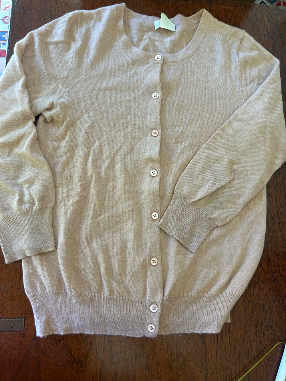 J.Crew 100% Cashmere Cardigan Blush Pink Scalloped Hem Size S - Picture 5 of 5